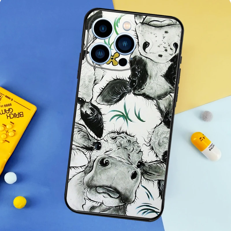 Милый чехол для телефона с коровкой-помпуркой для iPhone 17, 16, 15, 14, 12, 11, 13 Pro Max, mini, 15, 16 Plus, 16e, 17 Air, защитный бампер (art.: 3920db3c97abc) - 3920db3c97abc