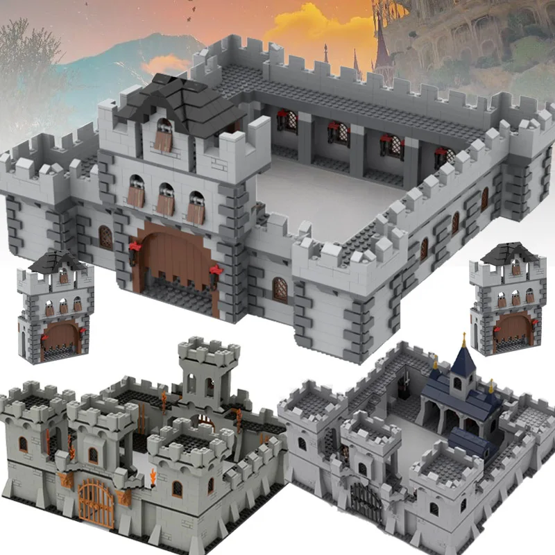 

MOC Medieval Military Building Blocks City Wall Architecture Castle Gate Tower Knight Rome Warrior Weapons Bricks Toys Boys Gift