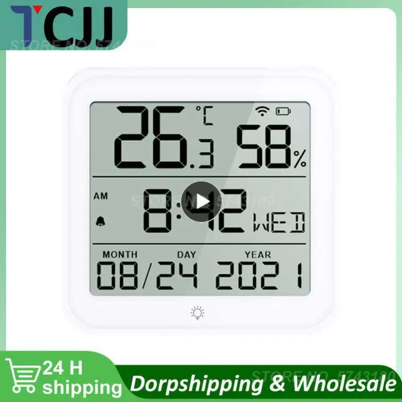 

1/2/3PCS Tuya Smart Home WiFi Temperature Humidity Sensor Smart Life Indoor Thermometer 24 Hours Clock Sensors for Alexa Google