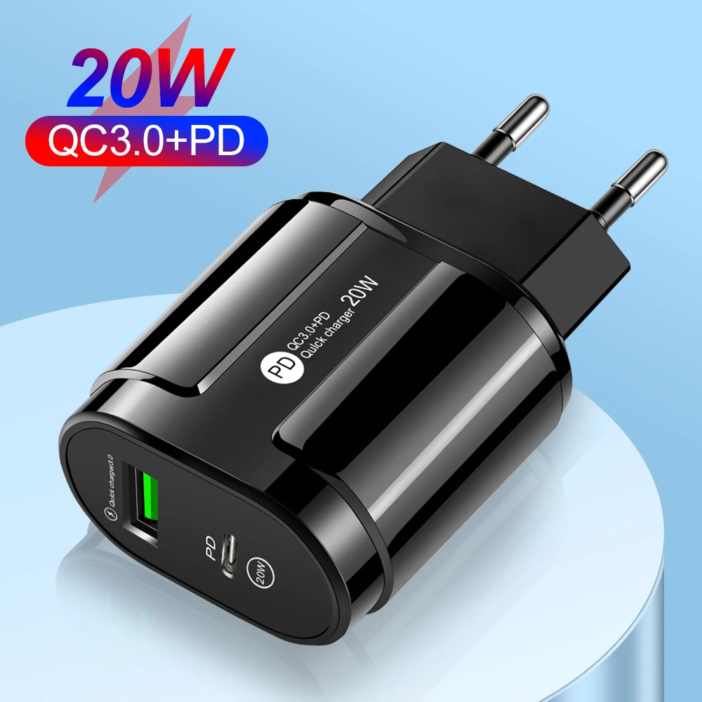 

QC3.0 PD 20w Fast Charger Type-c USB Charging Head for Samsung Iphone Phone Huawei Xiaomi Apple IOS Android Applied 2.4A 5V