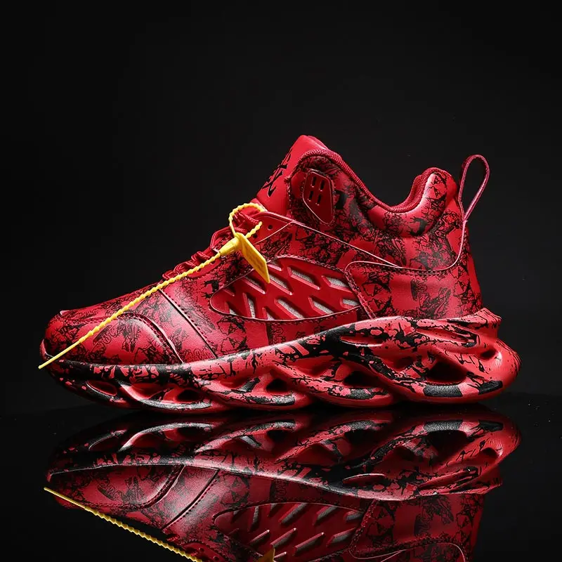 

Large Size High Top PU Leather Men's Shoes Sport Sneakers Red Male Sports Shoes for Men Autumn New Men Running Shoes GME-0285