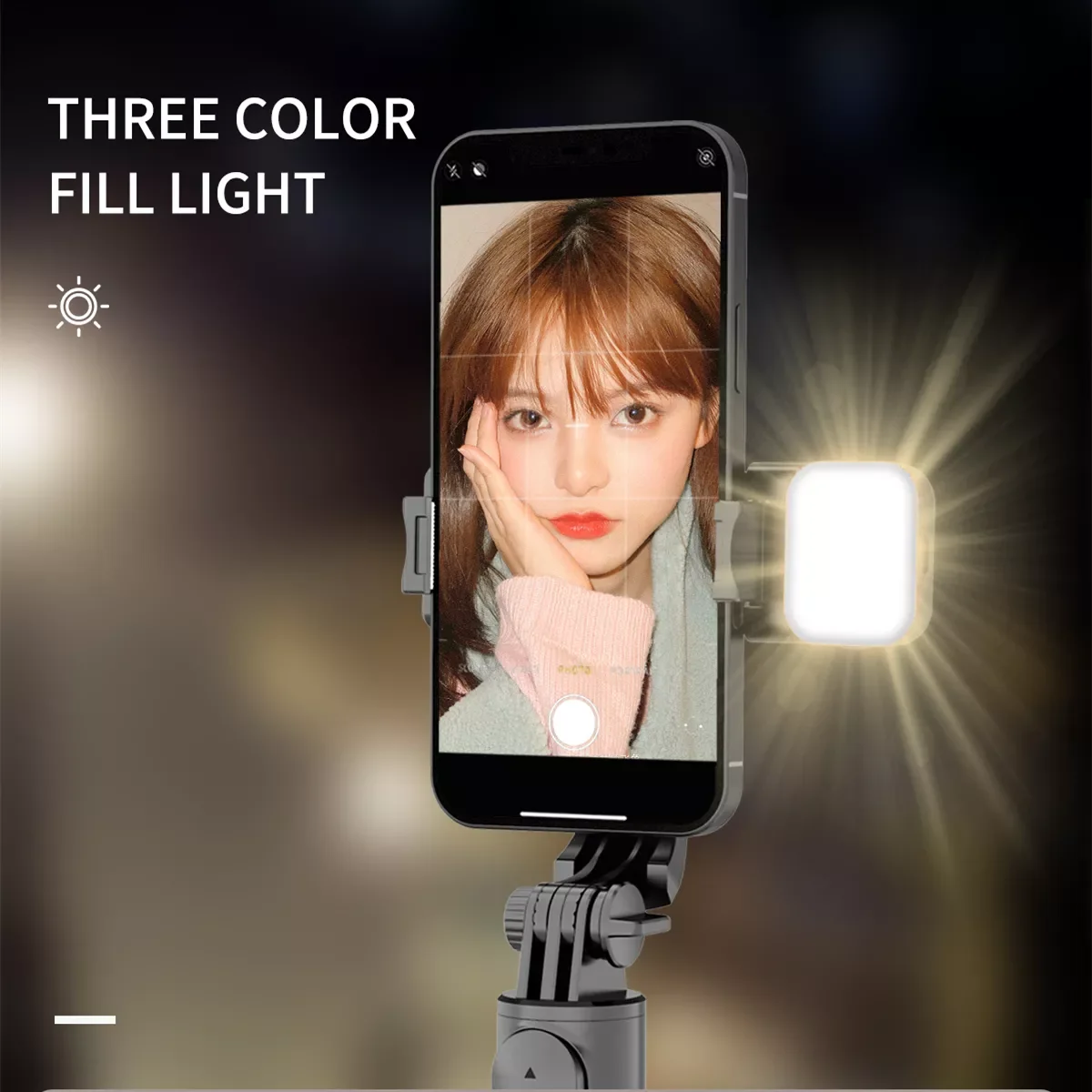 

New Mini Wireless bluetooth selfie stick foldable tripod with fill light shutter remote control For Iphone