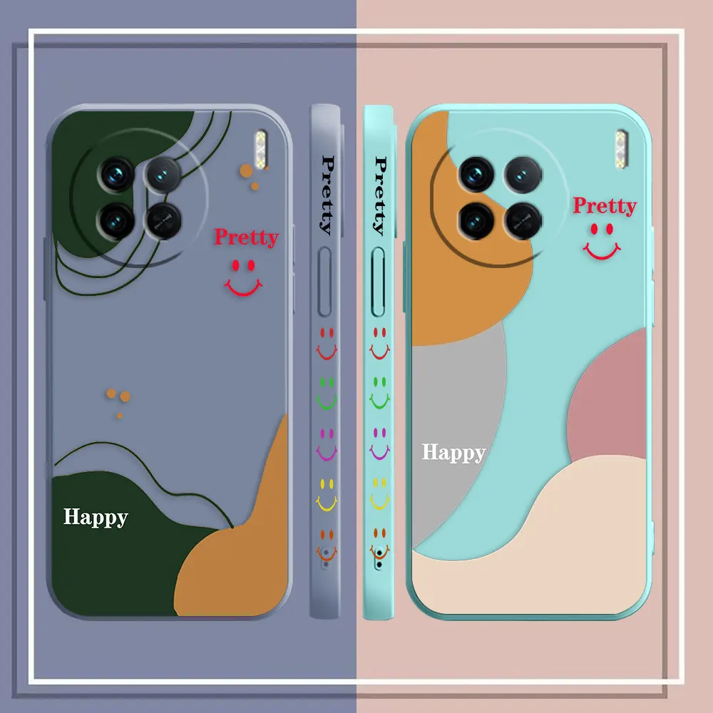 Pretty Smile Phone Case For VIVO X21I X21S X23 X27 X30 X50 X60 X70 X80 X90 PRO PLUS Colour Liquid Case Cover Funda Shell Capa
