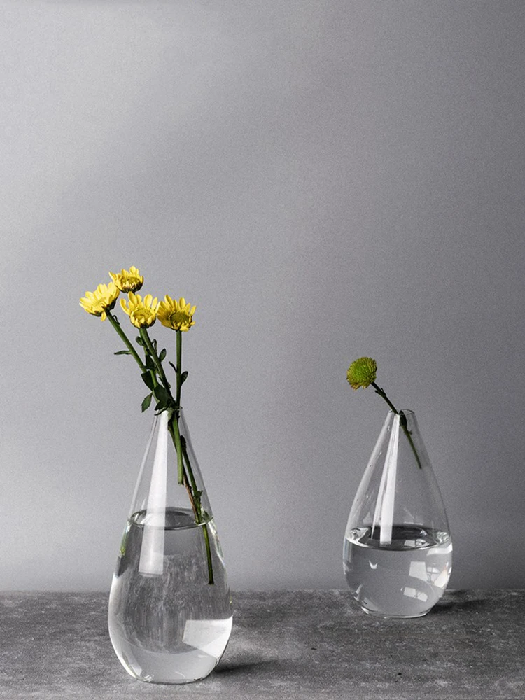 

Vase Japanese Zen Glass Thin Mouth Vases Water Droplet Ваза Transparent Hydroponics Room Decor Flower Arrangement Для Цветов