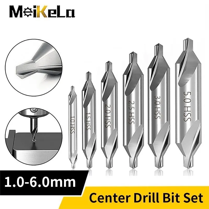 

Meikela HSS Combined Center Drills 60 Degree Countersinks Angle Bit Set 1.5mm 2.0mm 2.5mm 3mm 4mm 5mm 6mm Metal Drill Bit