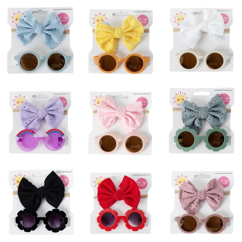 

Baby Hollow Bowknot Headband Sunglasses 2pcs/set UV Protection Supplies for Kids Toddler Infant Girls Boys Outdoor Dropshipping