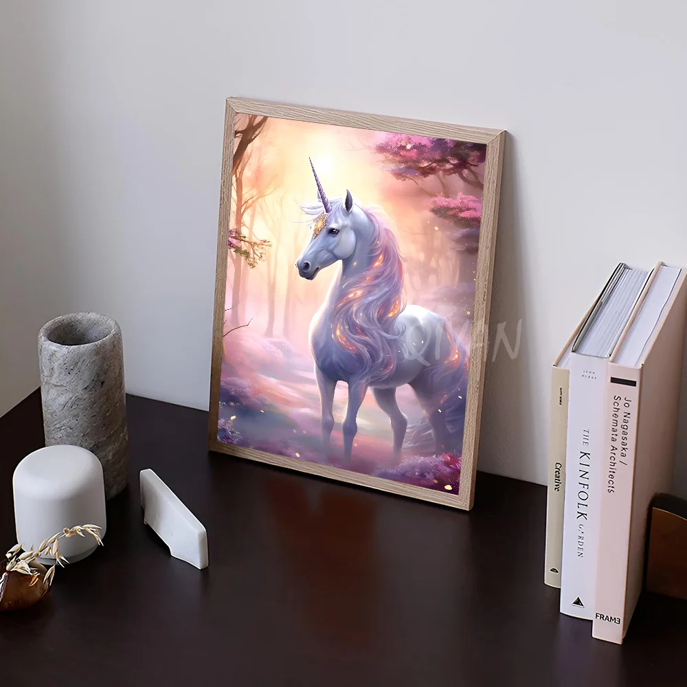 Красивый Розовый Волшебный Единорог Красочный Пегас Абстрактный Плакат