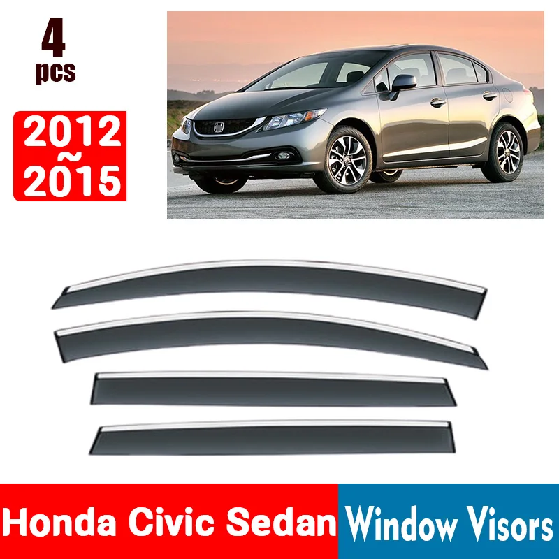 FOR Honda Civic Sedan 2012-2015 Window Visors Rain Guard Windows Rain Cover Deflector Awning Shield Vent Guard Shade Cover Trim