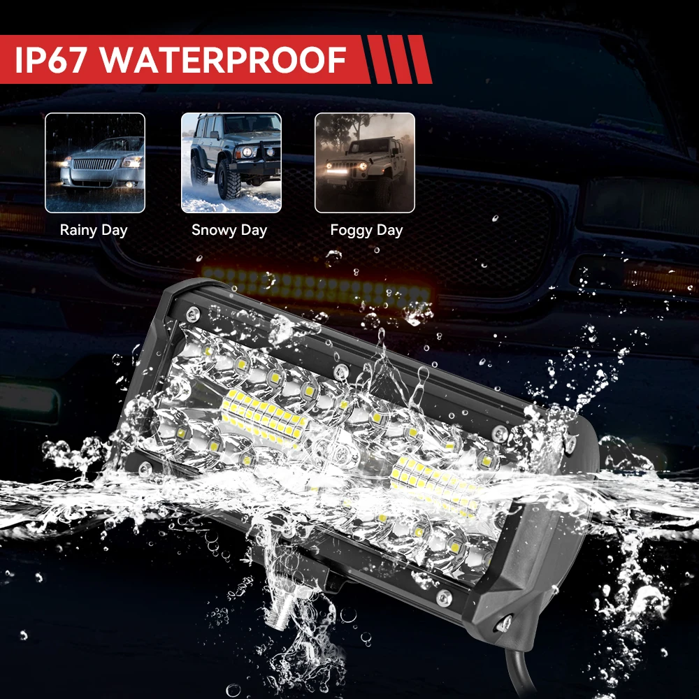7-дюймовая комбинированная светодиодная фара 120 Вт Spot Flood Beam 4x4 12V 24V 4WD Barra