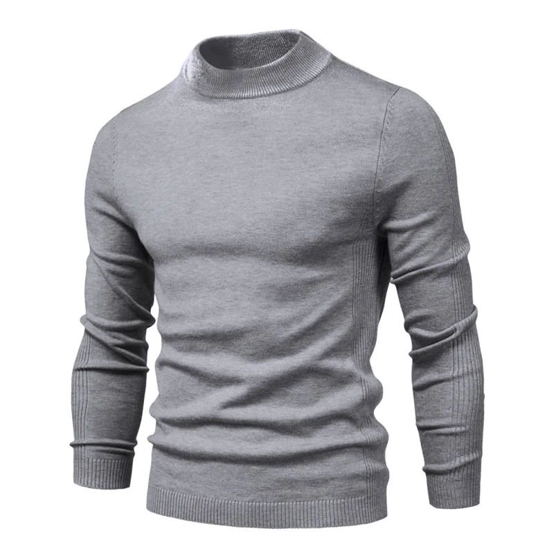 

New Winter Medium Collar Thick Mens Sweaters Casual Turtle Neck Solid Color Quality Warm Slim Turtleneck Sweaters Pullover Men