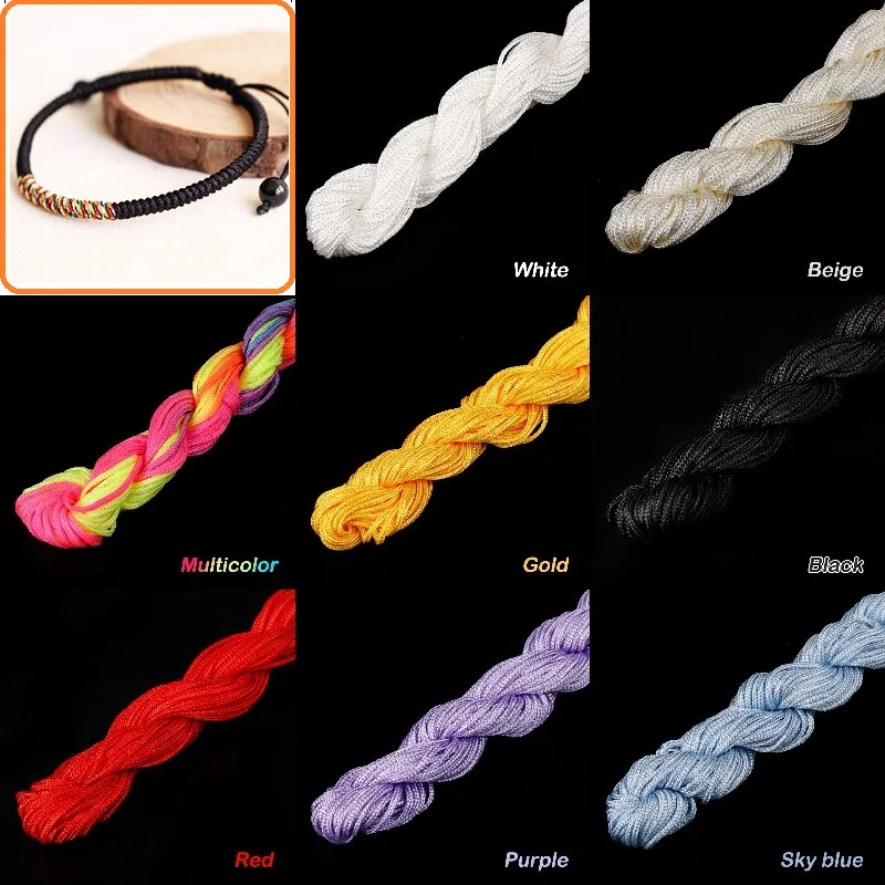 Нейлоновый шнур 24 метра 1,0 мм, нить для макраме, плетеный шнур для браслета, нить для рукоделия
