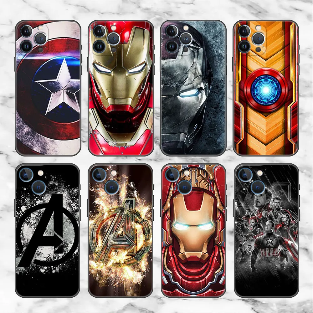 Mobile Phone Case for Apple iPhone 14 13 12 11 Pro Max 8 7 6 6S 14 Plus XR X XS 13 Funda Cover Soft Coque Marvel The Avengers A