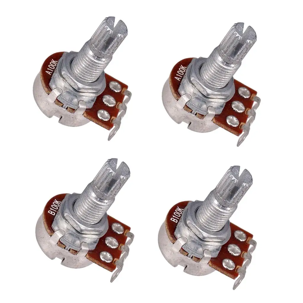 

4Pcs Electric Guitar Bass Volume Tone Control Pots Potentiometer A100K B100K for Electric Guitar with 18mm Potentiometer
