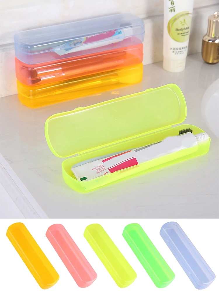 

Bathroom Accessories Portable Outdoor Travel Toothbrush Toothpaste Storage Box Only Empty Transparent Candy Color