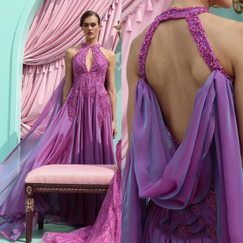 Yipeisha высококачественные изысканные вечерние платья а-силуэта с лямкой на шее из