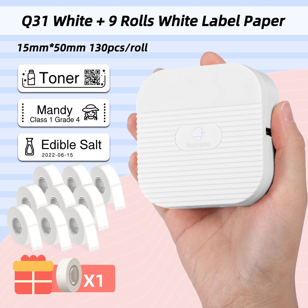 

Phomemo Q31 Label printer Inkless Label Maker Mini printer 6-15mm Portable Thermal Printer bluethooth Sticker Labeling Machine