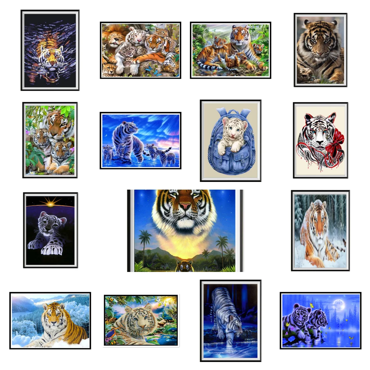 

DIY 5D Diamond painting Tiger round diamond mosaic home decor pattern handmade crafts