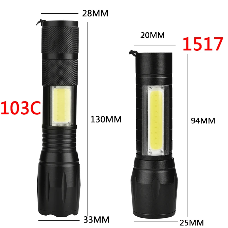 Светодиодный фонарик XM-L T6 COB с аккумулятором 18650 алюминиевый фонарь зумом 4 режима