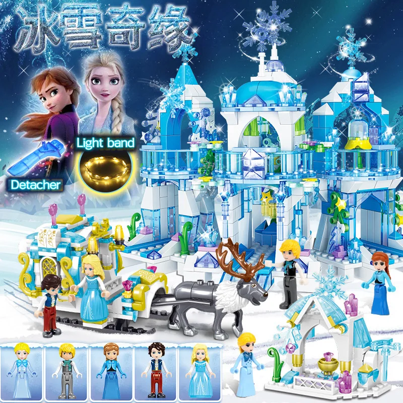 Disney Frozen Legoings Princess Elsa Building Model Block Set Educational Castle Compatible Brick Figure Kids Children Toy