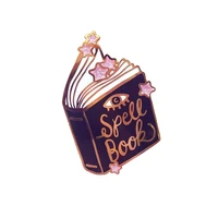 this lovely spell book magic brooch metal badge lapel pin jacket jeans fashion jewelry accessories gift
