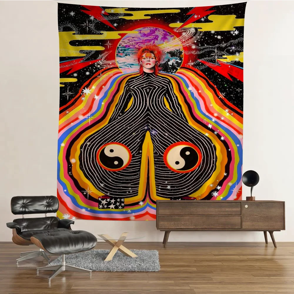 Британский гобелен рок-певица Дэвид Б-Боуи из аниме подвесной Таро хиппи