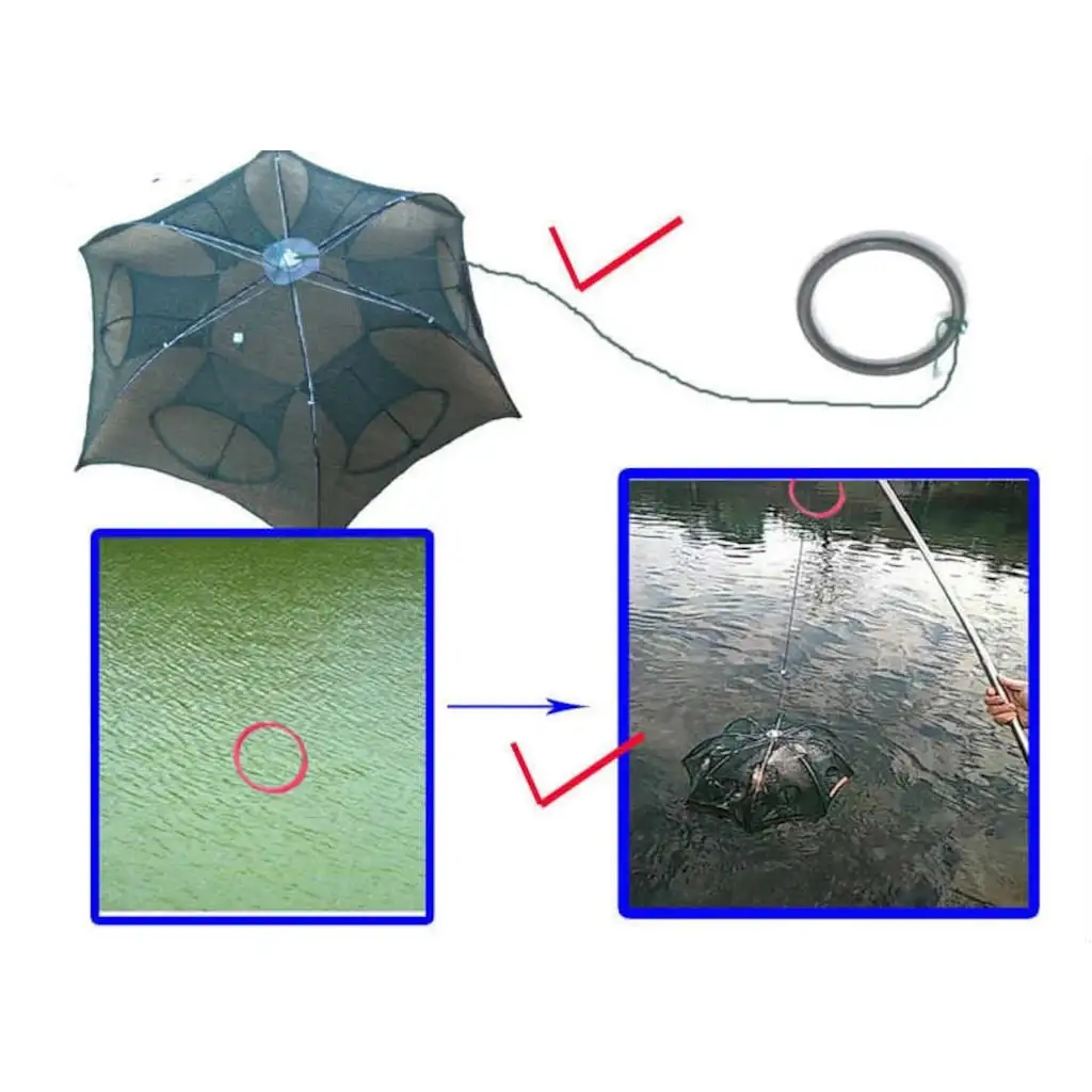 

Fish Crab Trap 6 Entry Folding Fishing Net Fishing Trap