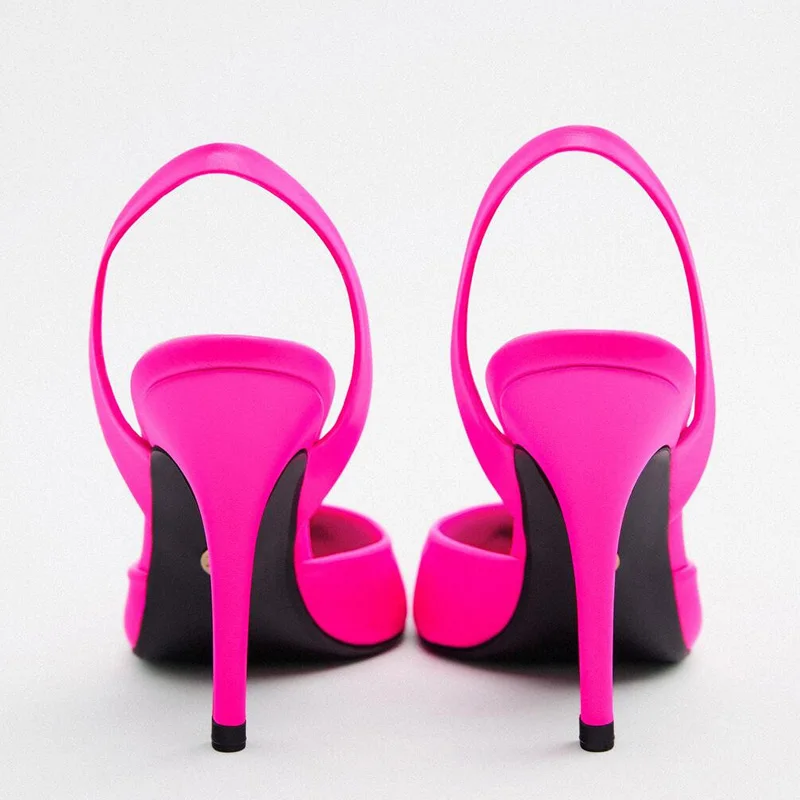 TRAF  Rose Red High Heels Women Heels 2022 Pointed Toe Elegant Party Woman Pumps Sandals GreenHigh Heels Weddings Bridal Shoe