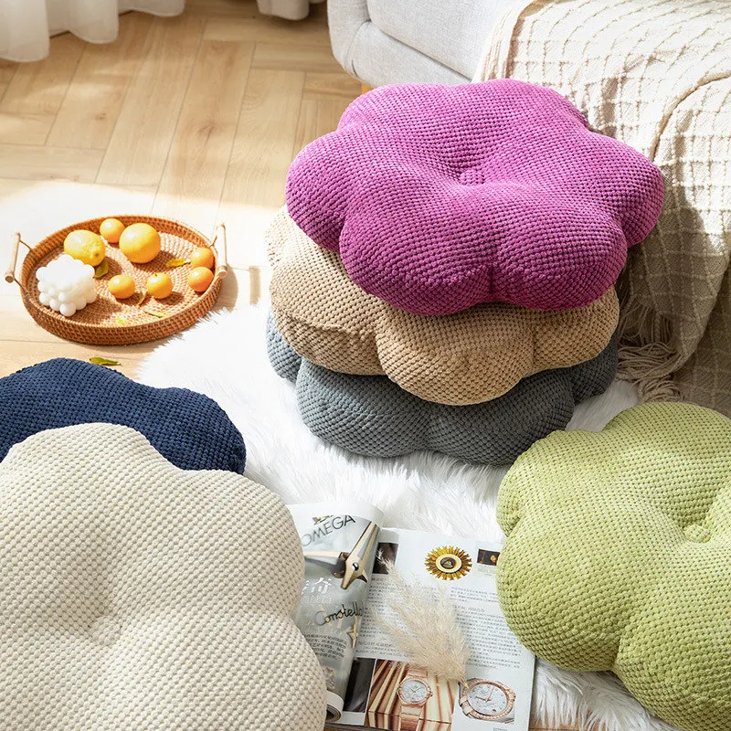 Modern Flower Cushion Floor Pillow Thick Back Cushion Tatami Meditation Seating Pouf for Living Room Yoga Bedroom Sofa Bench