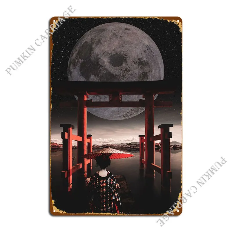 

Металлический знак ожидания под луной, создание украшения, панели, роспись, жестяной знак, плакат