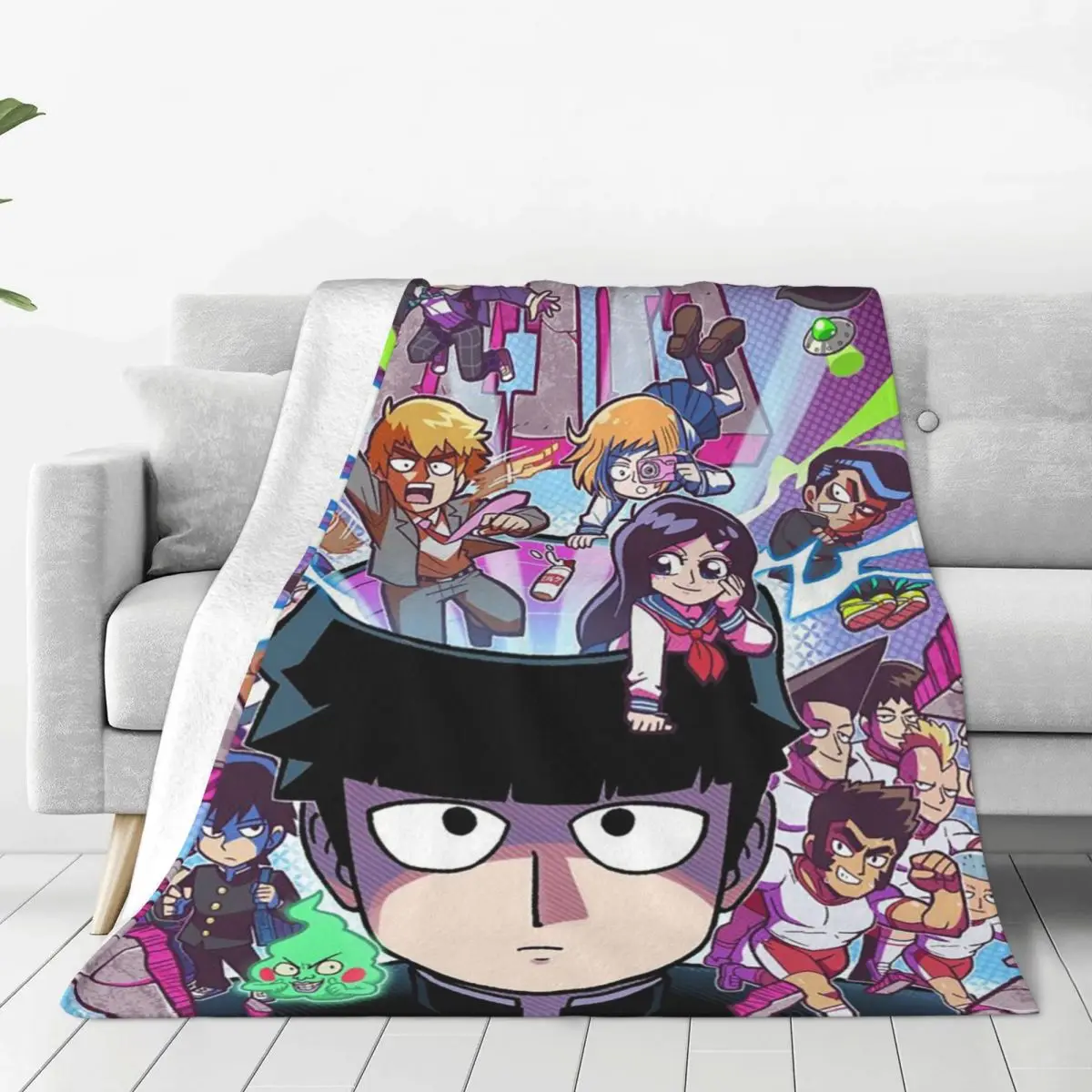 

Kageyama Shigeo Blanket Mob Psycho 100 Flannel Throw Blankets Summer Air Conditioning Printed Lightweight Bedsprea