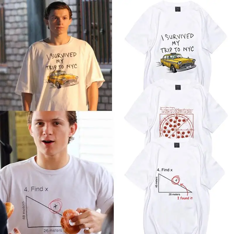 

Tom Holland Same Style I Survived My Trip To NYC T Shirt Men Funny Cartoon T-shirt Graphic Streetwear Tshirt Hip Hop Tees Male