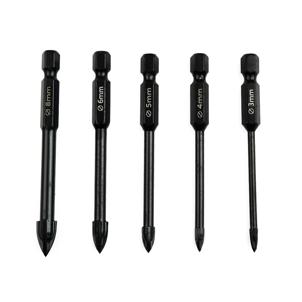 

5Pcs Set Cross Hex Tile Glass Ceramic Drill Bits Cemented Carbide Set Efficient Universal Drilling Tool Hole Opener For Wall