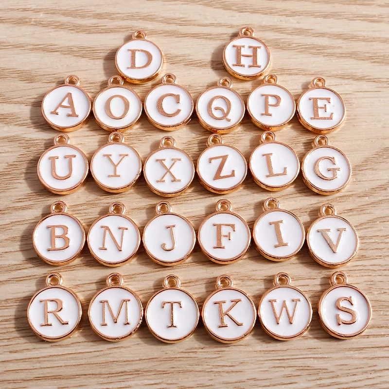 

10pcs/lot 12*15mm A-Z Letter Enamel Charms for Jewelry Making Pendants Necklaces Earrings DIY Handmade Bracelets Crafts Supplies