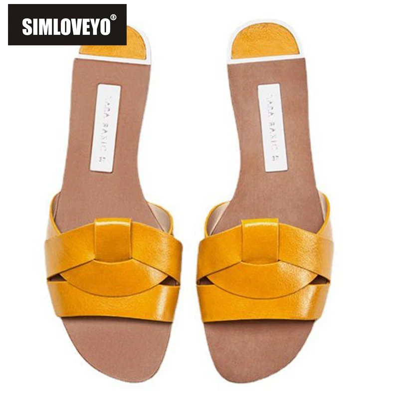 

SIMLOVEYO 2022 Summer Sapatos Femininos Mix Color Black Yellow Female Flat Bottom Cool Slipper Outside Wear Beach Sandals A4585