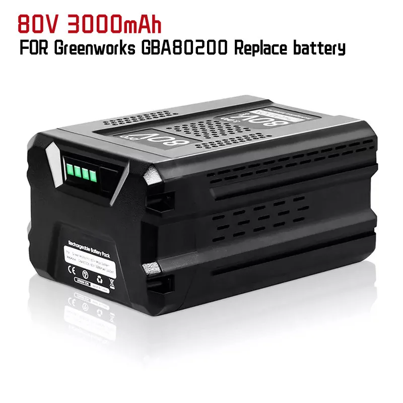 

GBA80200 80V 3000mAh Ersatz Batterie Kompatibel mit Greenworks PRO 80V Lithium-Ionen Batterie GBA80250 GBA80400 GBA80500