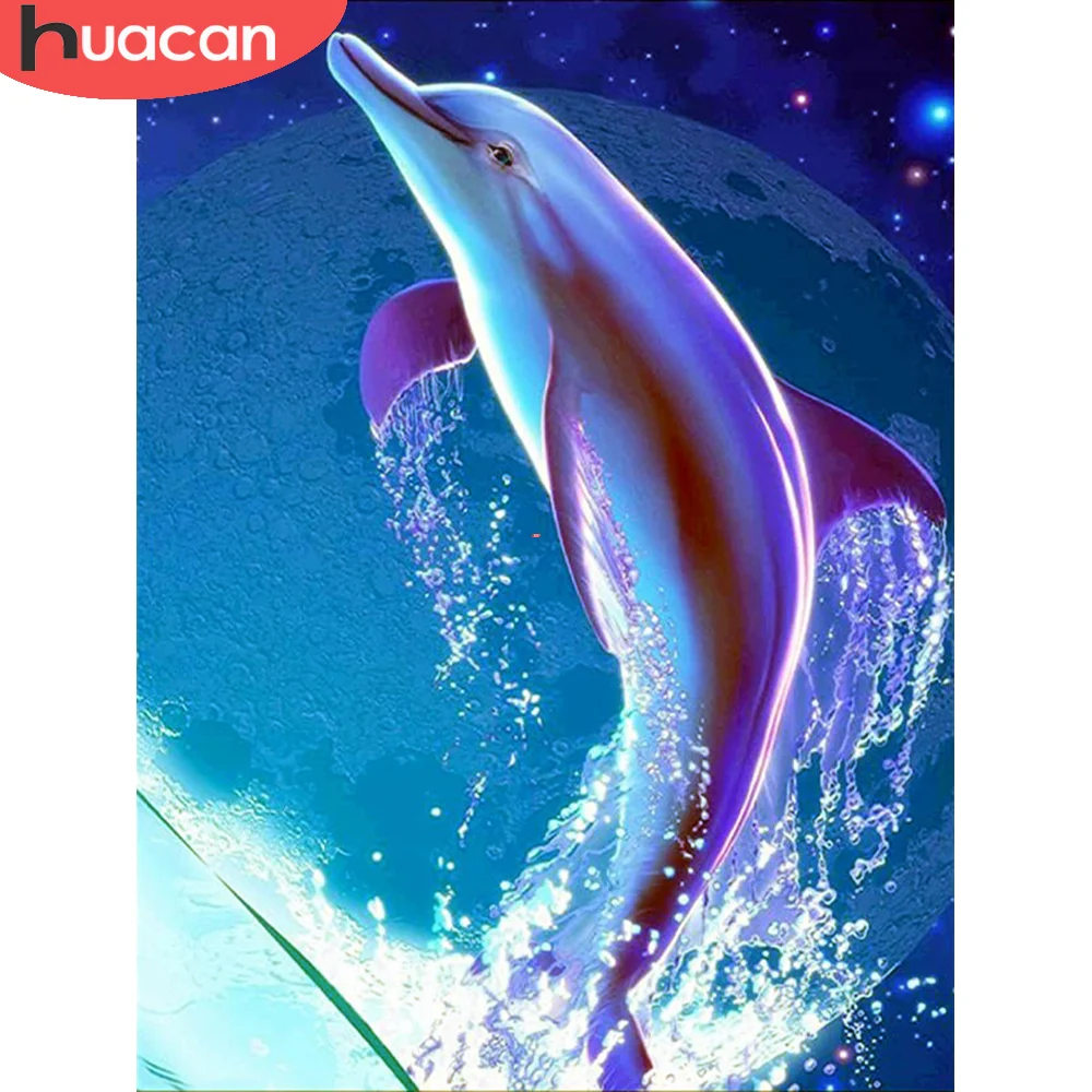 

Алмазная живопись HUACAN 5D DIY, дельфин, фотокартина, наборы для вышивки, декоративные картины