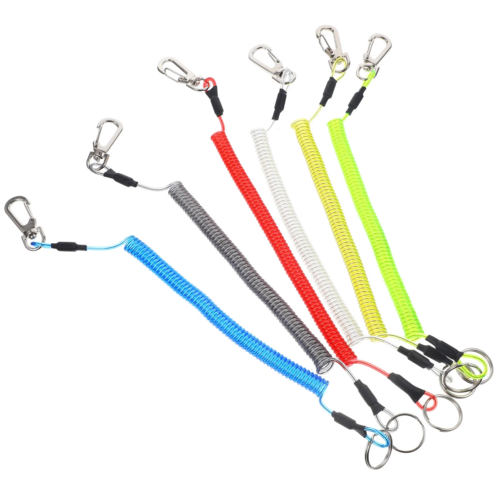 

Lanyard Coil Retractable Coiled Safety Heavy Spring Duty Elastic Cord Hook Snap Ring Key Ropes Spiral Rope Tether Outdoor Kayak