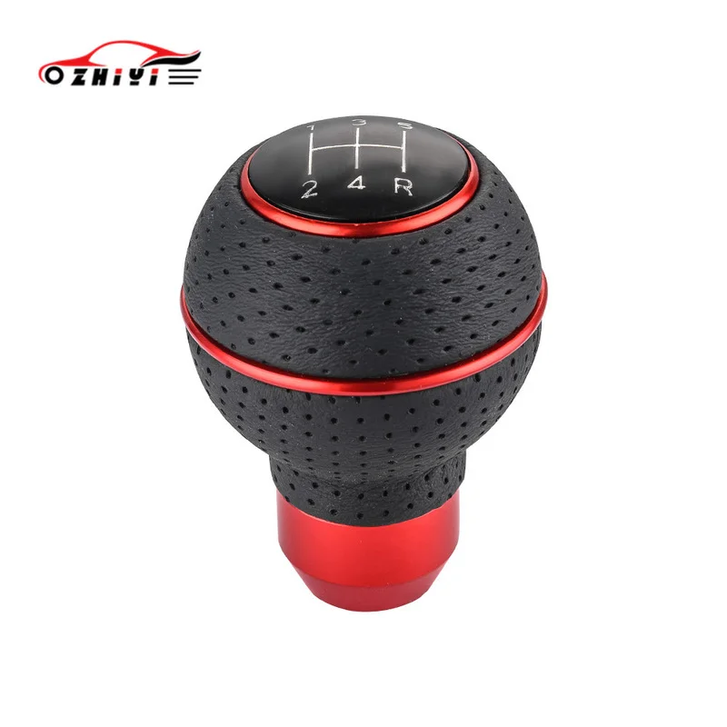 

Кожаная модель рычага переключения передач 5-скоростная универсальная красная ручка переключения передач рычаг переключения передач моди...