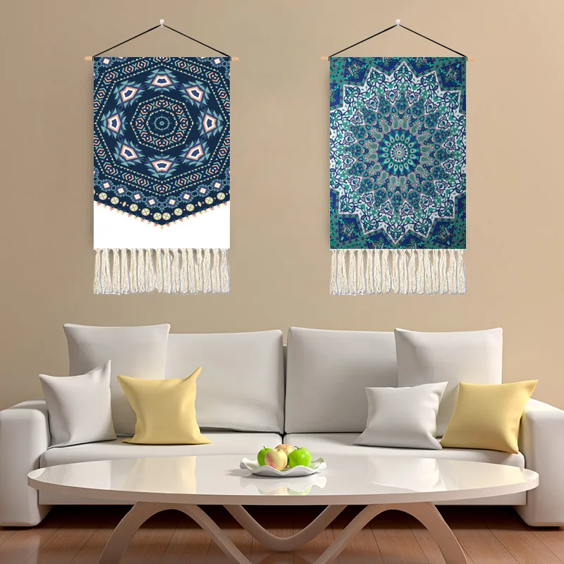 

Nordic Style Boho Decor Scroll Wall Paintings Mandala Living Room Bedroom Decor Aesthetic Wall Art Hanging Tapestry Decoration