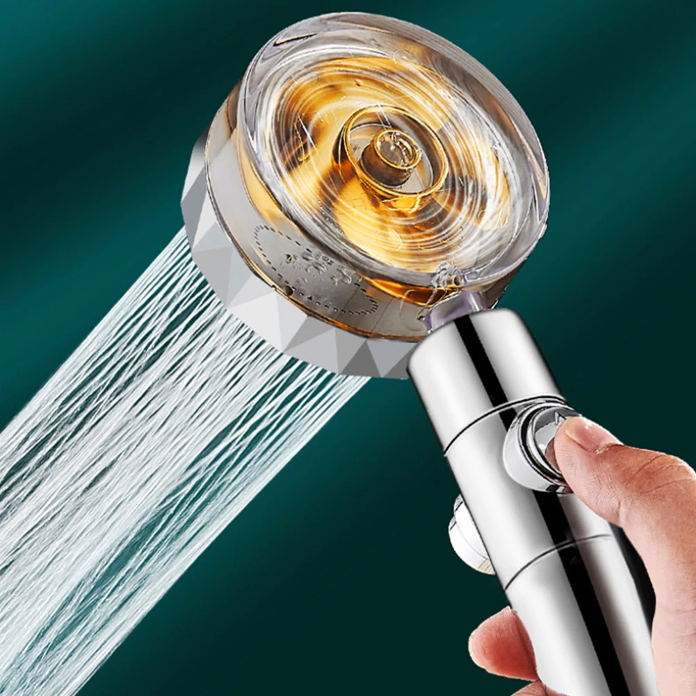 

High Pressure Turbo Shower Head Water Saving Flow 360° Rotating With Fan ABS Pressure Spray Nozzle Bathroom Faucet Accessories