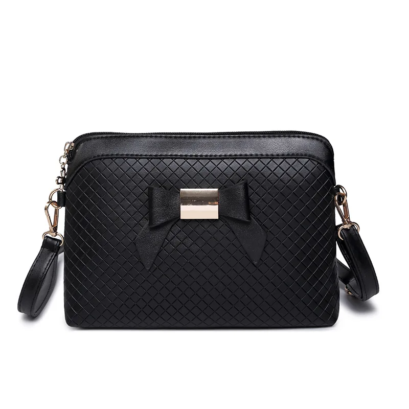 

Women Crossbody Shoulder Bag Cute Knot Easy Carry Small Envelop PU Leather Black Handbag Wave Embossed Pattern Purse Phone Bag