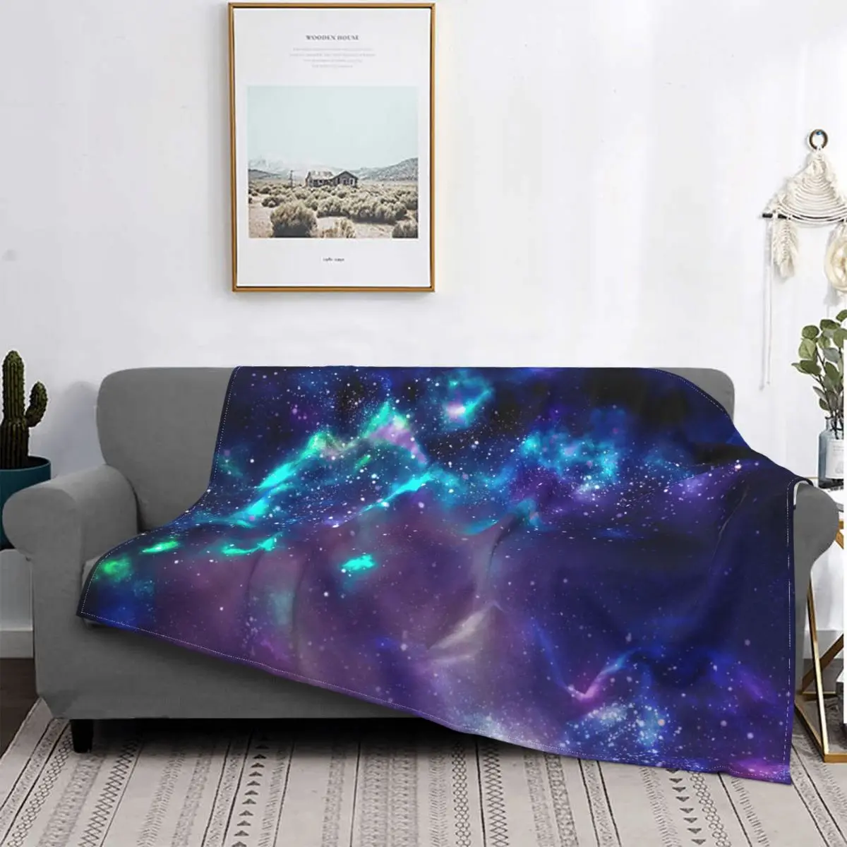 

Galaxy Star Sky Night Space Blanket Four Seasons Stitch Warm Portable Coral Fleece Throw Blankets For Quilt Travel