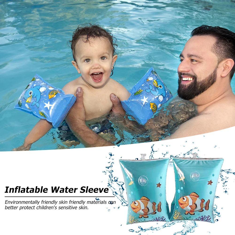 

2pcs Kids Adults Swimming Arm Ring Foldable Inflatable Swimming Armband Arm Float Air Sleeves Circle for Learning Swim Trainer