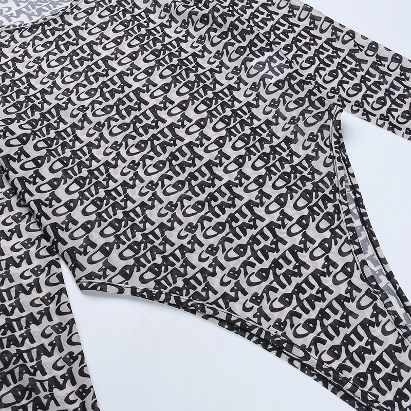 Женское Боди Y2K High Street С Длинными Рукавами Сексуальная Черная Клубная Одежда