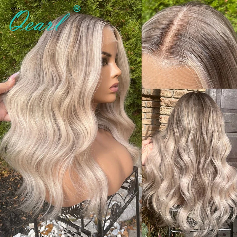 

Light Ash Blonde HD Full Lace Wig Ashy Brown Real Human Hair Lace Frontal Wigs for Women 13x6 Thick 180% Free Shipping Qearl