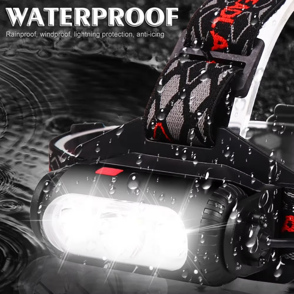 Фото Светодиодный вращающийся мощный налобный фонарь 10000 лм, перезаряжаемый через USB, поворотный держатель лампы, 8 режимов освещения, светодиодный COB, супер яркий, водонепроницаемый №1