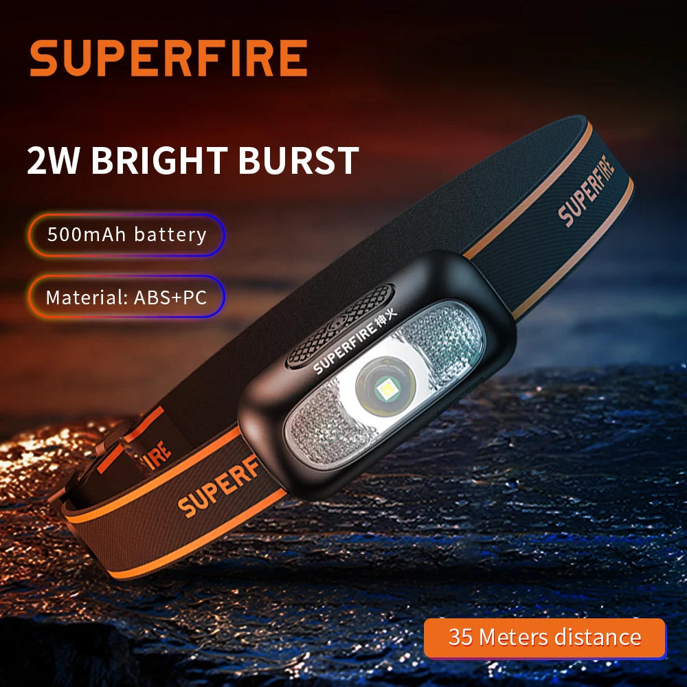 

SuperFire HL05-D rechargeable led headlamp USB Portable Red White 50G Mini sensor Headlight for Camping Fishing Head flashlight
