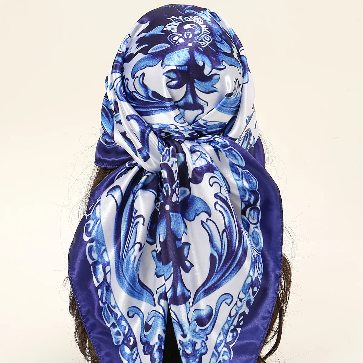 Женский хиджаб из искусственного шелка мусульманский головной платок с принтом