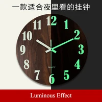 12 inch luminous wall clock large wooden quartz mute clocks modern home decoration for kids bedroom living room glowing at night