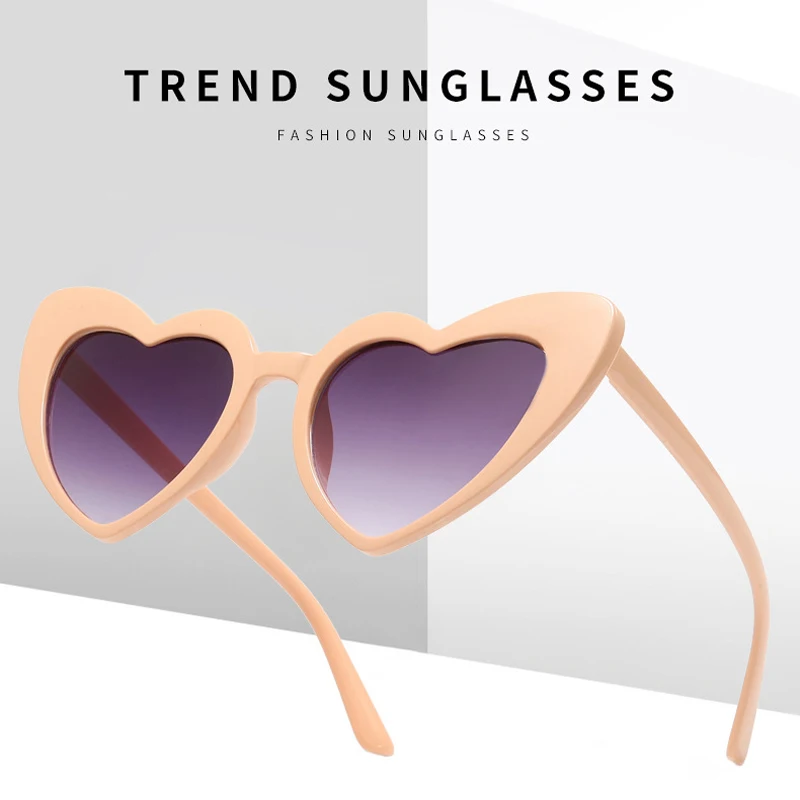 

Women's Heart Shaped Birthday Party Personalized Sunglasses Vintage Pink Gray Platic Sexy Shade Sun Glasses Wholesale Fashion